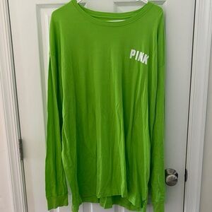 PINK Victorias Secret Lime Green Campus Tee
